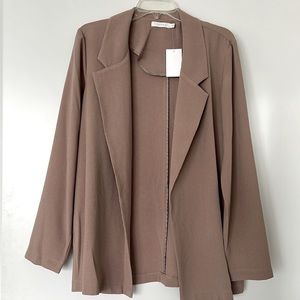 Tan/Taupe open lightweight blazer. Never been worn.
